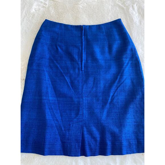 Clare Joseph Vintage Hand Loomed Pure Matka Silk Blue Skirt Sz 10 - Picture 4 of 9